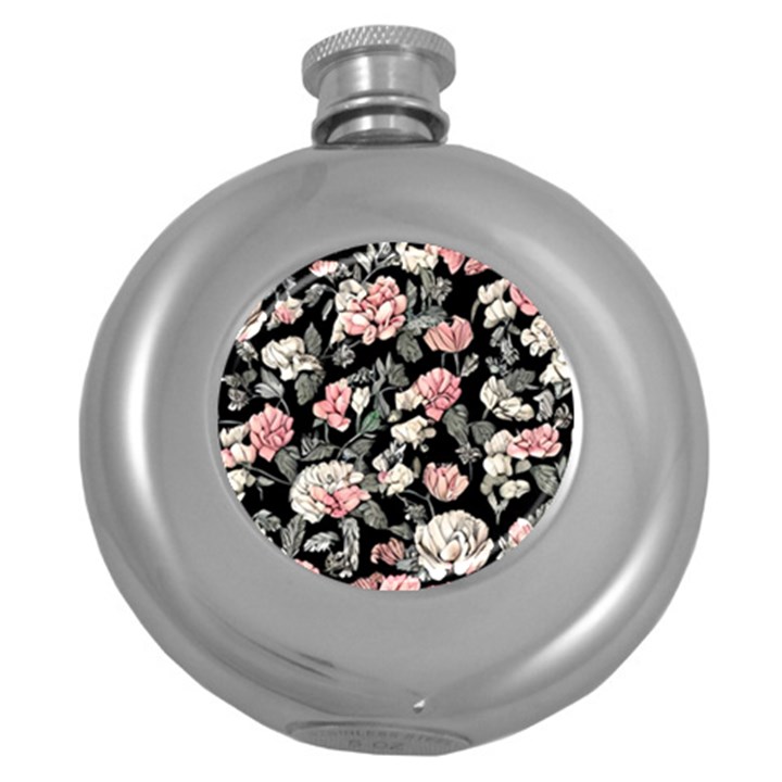 Choice watercolor flowers Round Hip Flask (5 oz)