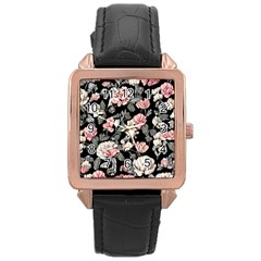 Choice Watercolor Flowers Rose Gold Leather Watch  by GardenOfOphir