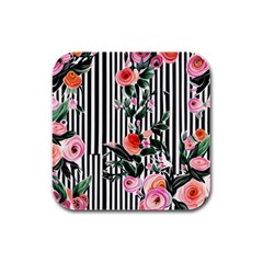 Classic Watercolor Flowers Rubber Square Coaster (4 Pack) by GardenOfOphir