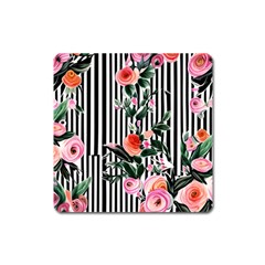 Classic Watercolor Flowers Square Magnet by GardenOfOphir