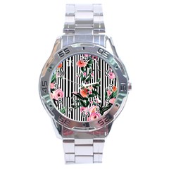 Classic Watercolor Flowers Stainless Steel Analogue Watch by GardenOfOphir