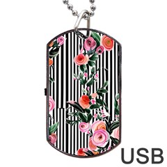 Classic Watercolor Flowers Dog Tag Usb Flash (one Side) by GardenOfOphir