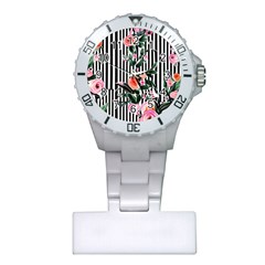 Classic Watercolor Flowers Plastic Nurses Watch by GardenOfOphir