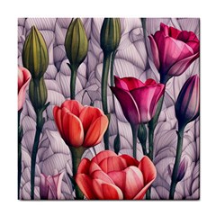 Color-infused Watercolor Flowers Tile Coaster by GardenOfOphir