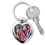 Color-infused watercolor flowers Key Chain (Heart) Front