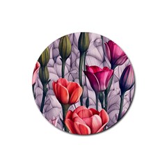 Color-infused Watercolor Flowers Rubber Round Coaster (4 Pack) by GardenOfOphir