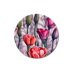 Color-infused Watercolor Flowers Magnet 3  (round) by GardenOfOphir