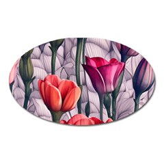 Color-infused Watercolor Flowers Oval Magnet by GardenOfOphir