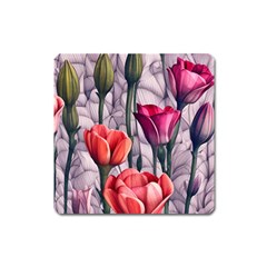 Color-infused Watercolor Flowers Square Magnet by GardenOfOphir