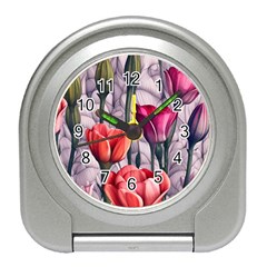 Color-infused Watercolor Flowers Travel Alarm Clock by GardenOfOphir