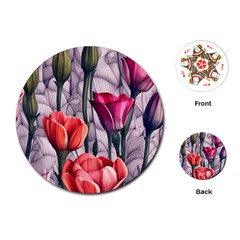 Color-infused Watercolor Flowers Playing Cards Single Design (round) by GardenOfOphir