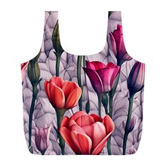 Color-infused Watercolor Flowers Full Print Recycle Bag (l) by GardenOfOphir