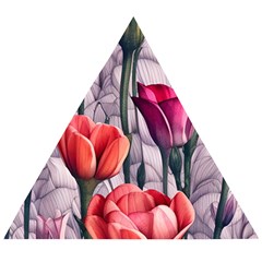 Color-infused Watercolor Flowers Wooden Puzzle Triangle by GardenOfOphir