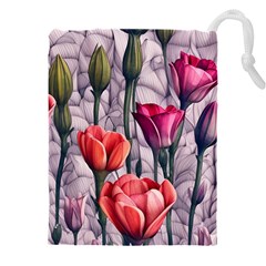 Color-infused Watercolor Flowers Drawstring Pouch (4xl) by GardenOfOphir