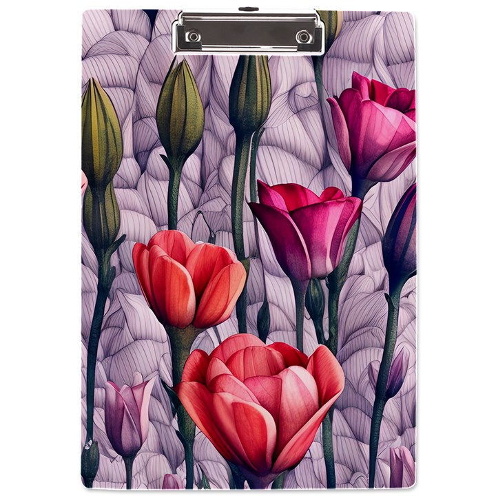 Color-infused watercolor flowers A4 Acrylic Clipboard