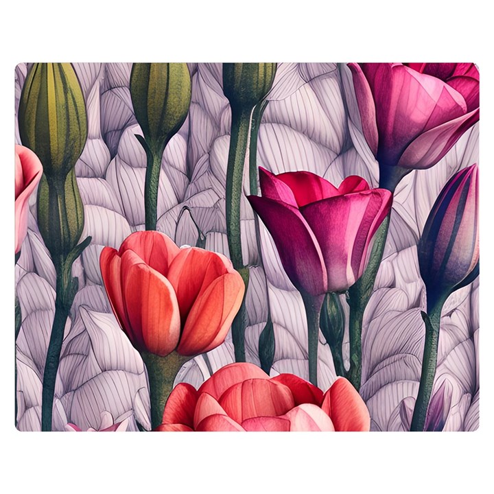 Color-infused watercolor flowers One Side Premium Plush Fleece Blanket (Medium)