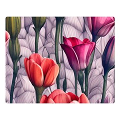 Color-infused Watercolor Flowers One Side Premium Plush Fleece Blanket (large)