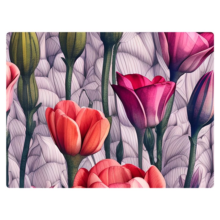 Color-infused watercolor flowers One Side Premium Plush Fleece Blanket (Extra Small)