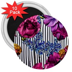 Dazzling Watercolor Flowers 3  Magnets (10 Pack)  by GardenOfOphir