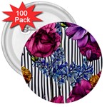 Dazzling Watercolor Flowers 3  Buttons (100 pack)  Front