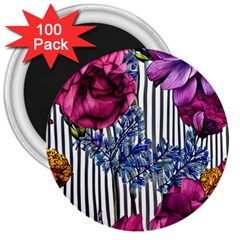 Dazzling Watercolor Flowers 3  Magnets (100 Pack) by GardenOfOphir