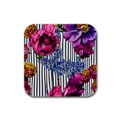 Dazzling Watercolor Flowers Rubber Square Coaster (4 Pack) by GardenOfOphir