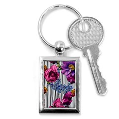 Dazzling Watercolor Flowers Key Chain (rectangle) by GardenOfOphir