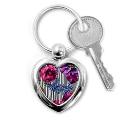 Dazzling Watercolor Flowers Key Chain (heart) by GardenOfOphir