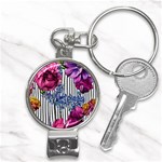 Dazzling Watercolor Flowers Nail Clippers Key Chain Front