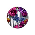 Dazzling Watercolor Flowers Rubber Coaster (Round) Front