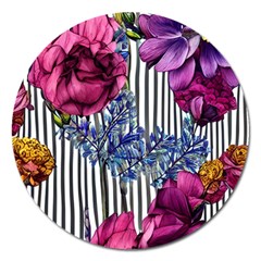 Dazzling Watercolor Flowers Magnet 5  (round) by GardenOfOphir