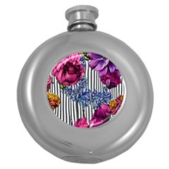 Dazzling Watercolor Flowers Round Hip Flask (5 Oz) by GardenOfOphir