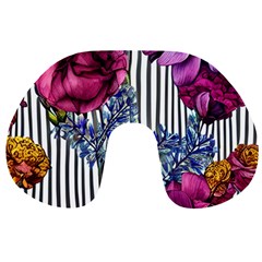 Dazzling Watercolor Flowers Travel Neck Pillow by GardenOfOphir