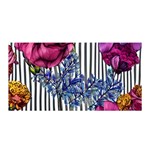 Dazzling Watercolor Flowers Satin Wrap 35  x 70  Front