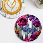 Dazzling Watercolor Flowers UV Print Round Tile Coaster Front