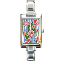 Chic watercolor flowers Rectangle Italian Charm Watch