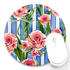 Chic Watercolor Flowers Round Mousepad by GardenOfOphir