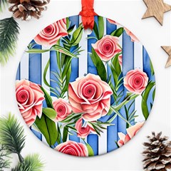 Chic watercolor flowers Ornament (Round)