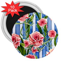 Chic Watercolor Flowers 3  Magnets (10 Pack)  by GardenOfOphir