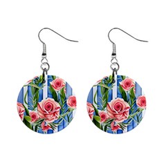 Chic watercolor flowers Mini Button Earrings