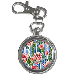 Chic Watercolor Flowers Key Chain Watches by GardenOfOphir