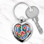 Chic watercolor flowers Key Chain (Heart) Front