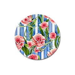 Chic Watercolor Flowers Magnet 3  (round) by GardenOfOphir