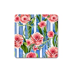 Chic Watercolor Flowers Square Magnet by GardenOfOphir