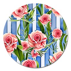 Chic Watercolor Flowers Magnet 5  (round) by GardenOfOphir