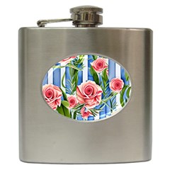 Chic Watercolor Flowers Hip Flask (6 Oz) by GardenOfOphir