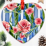 Chic watercolor flowers Heart Ornament (Two Sides) Front