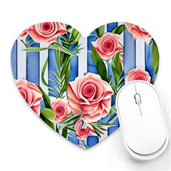 Chic Watercolor Flowers Heart Mousepad by GardenOfOphir