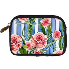 Chic Watercolor Flowers Digital Camera Leather Case by GardenOfOphir