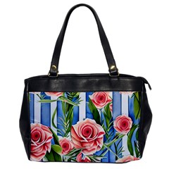 Chic Watercolor Flowers Oversize Office Handbag by GardenOfOphir